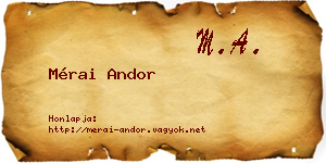 Mérai Andor névjegykártya